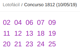 Lotofácil/Concurso 1812 (10/05/19)